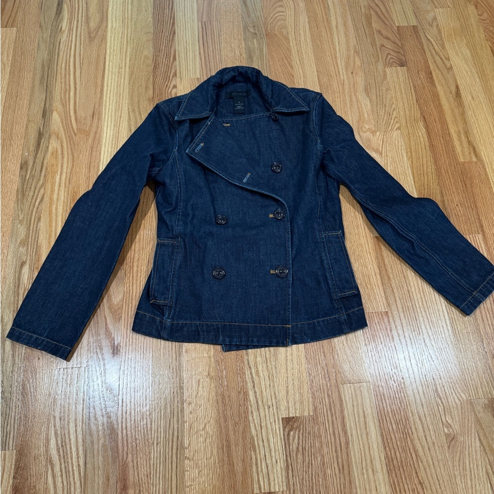 The Limited Indigo Double-Breasted Jean Jacket/pea coat